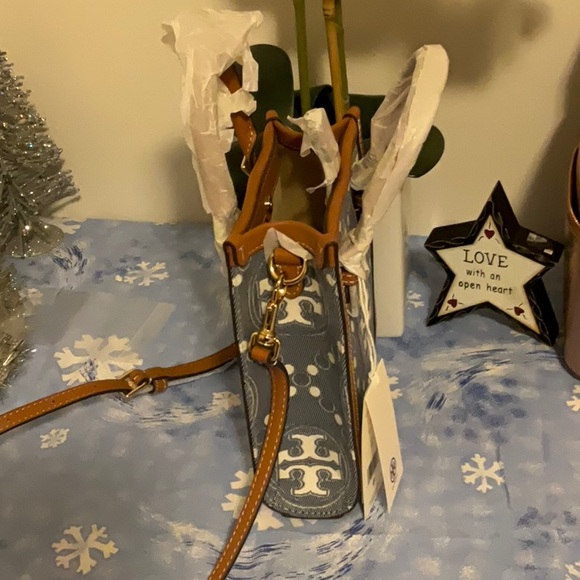 Tori Burch T Monogram Denim Mini Tote - Picture 3 of 16